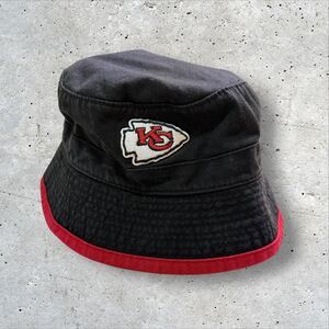Vintage Kansas City Chiefs Bucket Hat Logo Athletic NFL Black Red OS